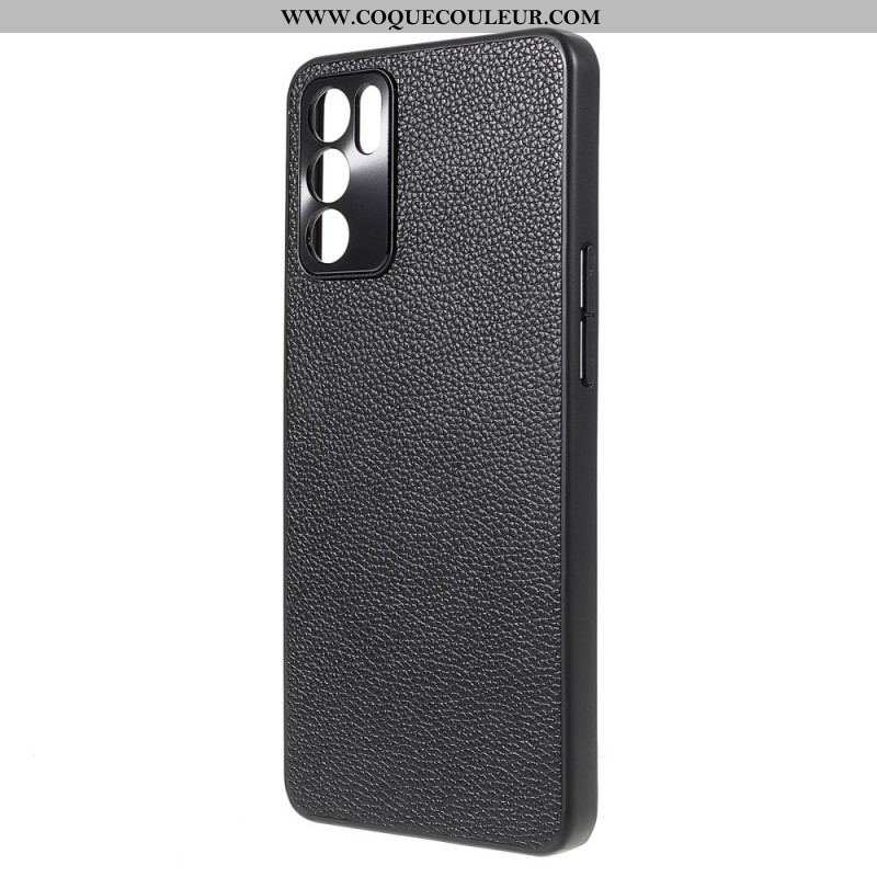 Coque Oppo Reno 6 5G Véritable Cuir Litchi