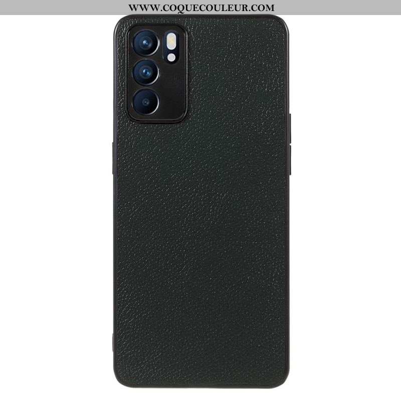 Coque Oppo Reno 6 5G Véritable Cuir Litchi