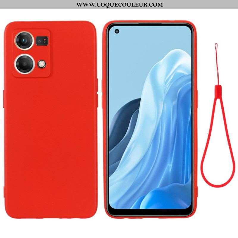 Coque Oppo Reno 7 Silicone Liquide Avec Lanière