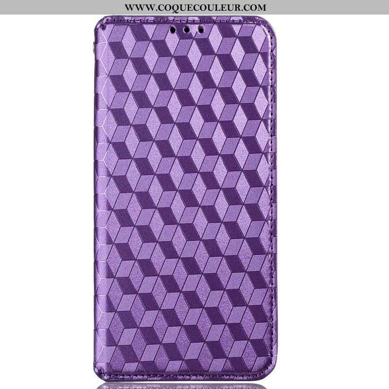 Flip Cover Oppo Reno 7 Effet Cuir Cubes 3D