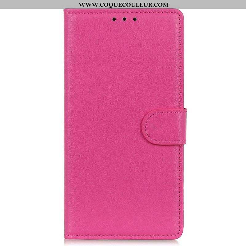 Housse Oppo Reno 7 Style Cuir Litchi Traditionnel