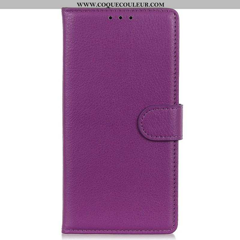 Housse Oppo Reno 7 Style Cuir Litchi Traditionnel