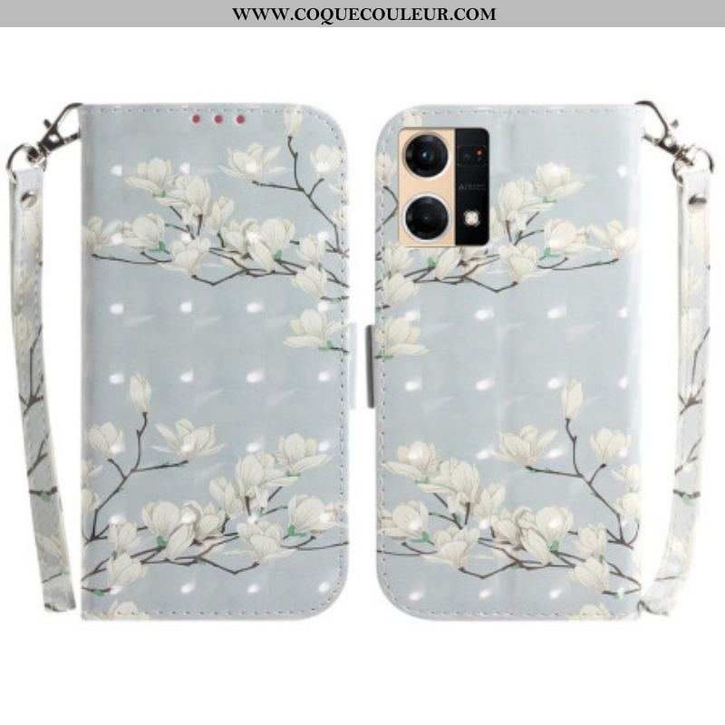 Housse Oppo Reno 7 Branche de Fleurs Blanches