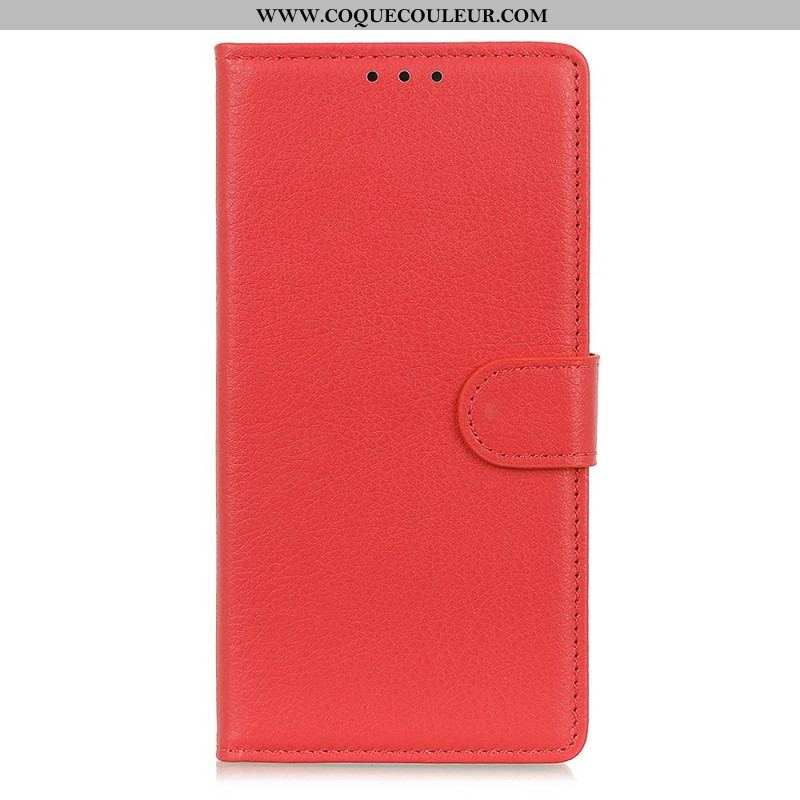 Housse Oppo Reno 8 Lite Style Cuir Litchi Traditionnel