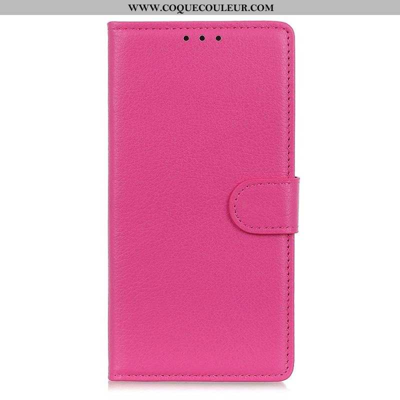 Housse Oppo Reno 8 Lite Style Cuir Litchi Traditionnel