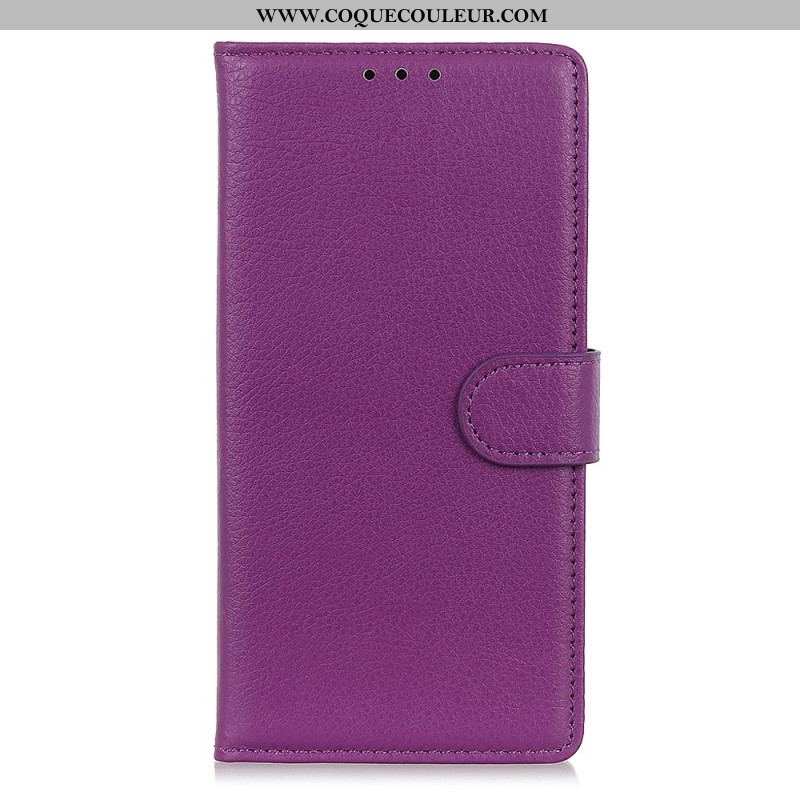 Housse Oppo Reno 8 Lite Style Cuir Litchi Traditionnel