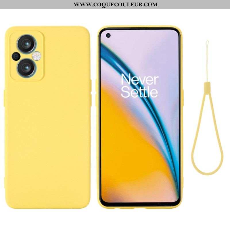 Coque Oppo Reno 8 Lite Silicone Liquide à Lanière