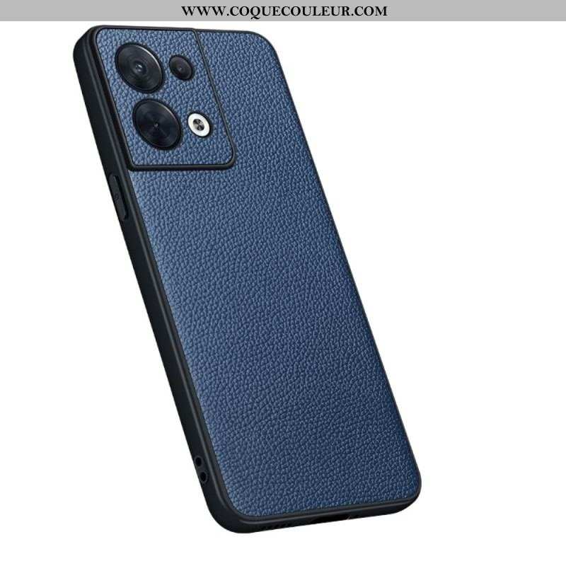 Coque Oppo Reno 8 Véritable Cuir Litchi