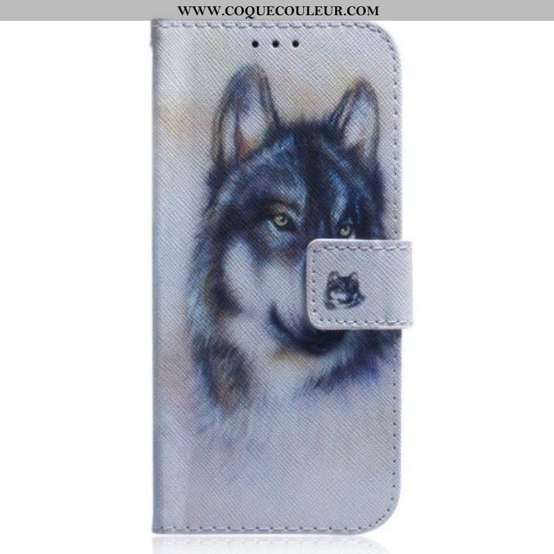 Housse Oppo Reno 8 Chien Aquarelle avec lanière