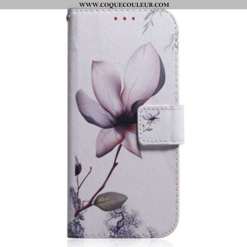 Housse Oppo Reno 8 Fleur Vintage à Lanière