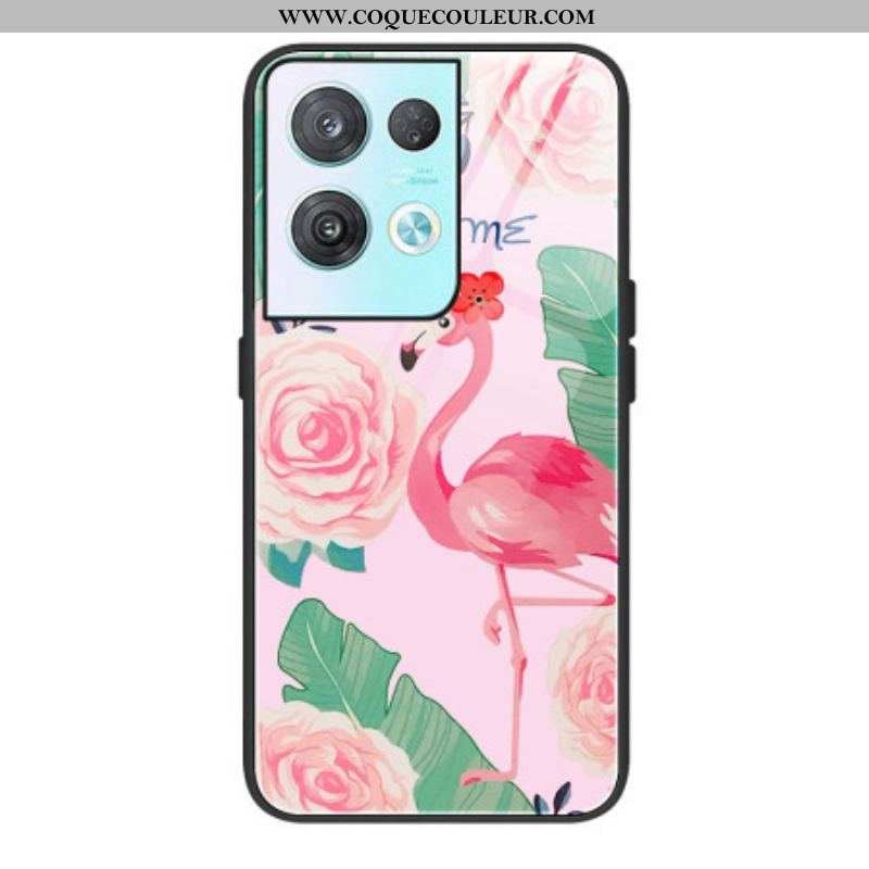 Coque Oppo Reno 8 Verre Trempé Flamant Rose