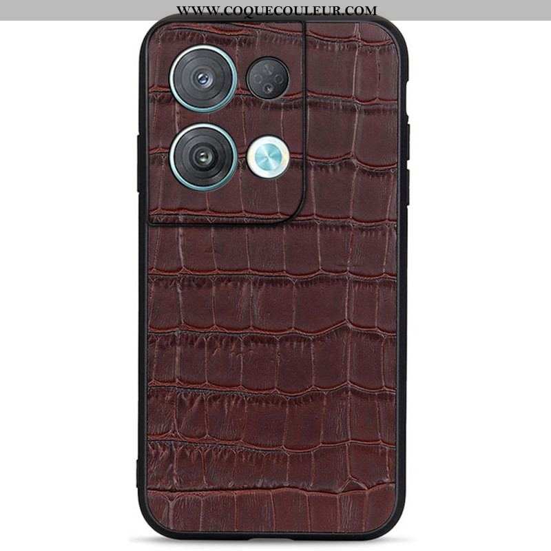 Coque Oppo Reno 8 Véritable Cuir Style Crocodile