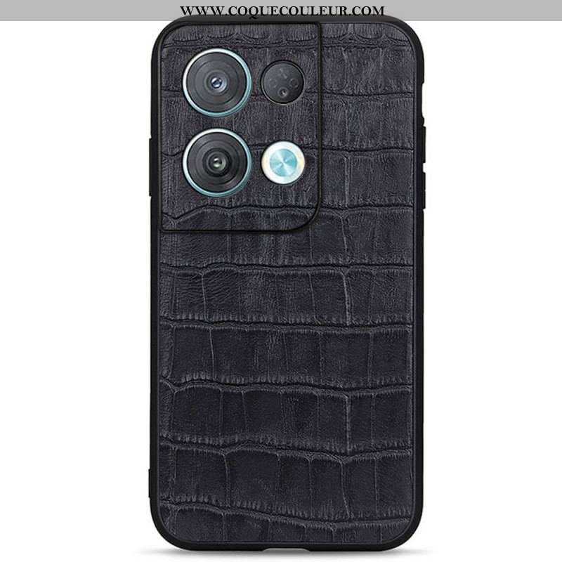 Coque Oppo Reno 8 Véritable Cuir Style Crocodile