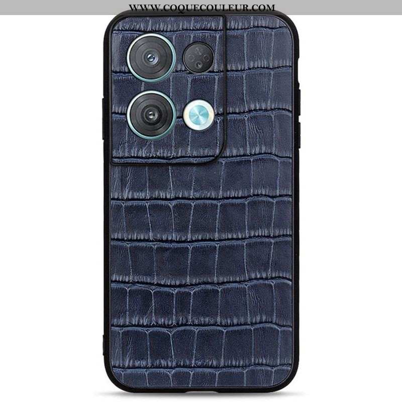 Coque Oppo Reno 8 Véritable Cuir Style Crocodile