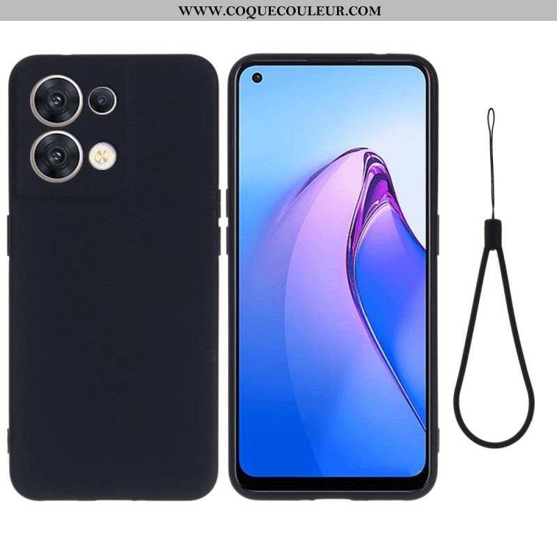 Coque Oppo Reno 8 Silicone Liquide à Lanière