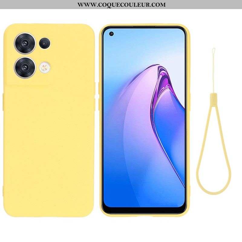 Coque Oppo Reno 8 Silicone Liquide à Lanière