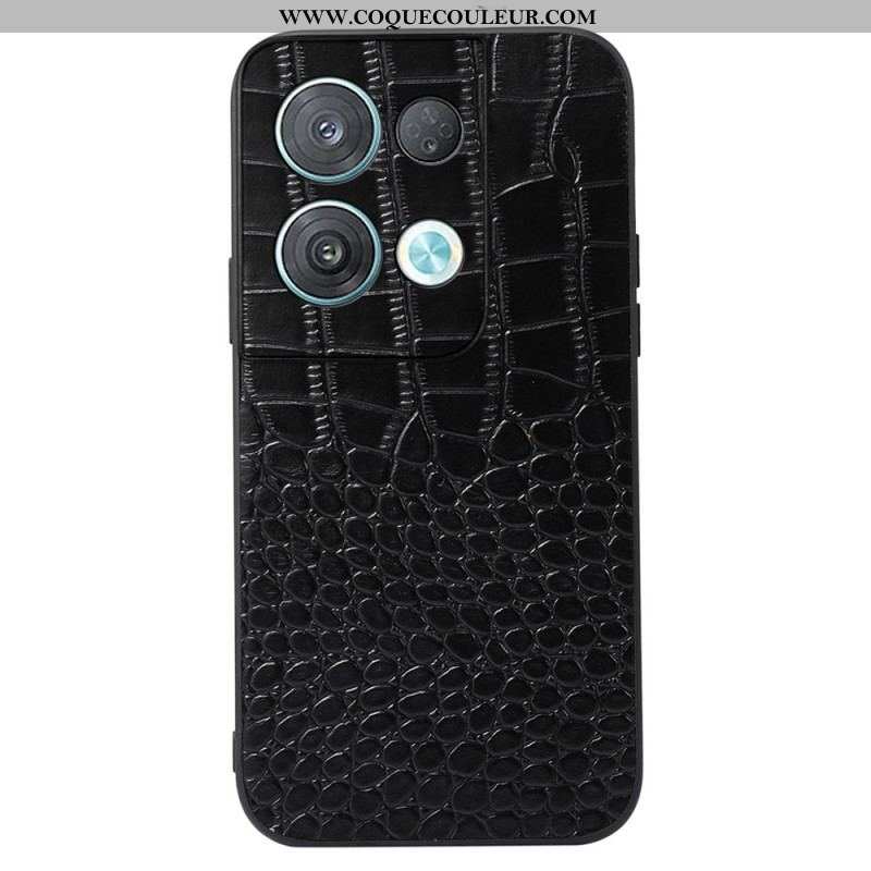 Coque Oppo Reno 8 Cuir Véritable Texture Crocodile