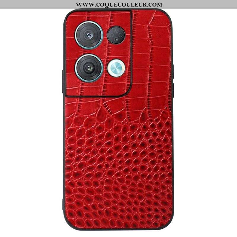 Coque Oppo Reno 8 Cuir Véritable Texture Crocodile