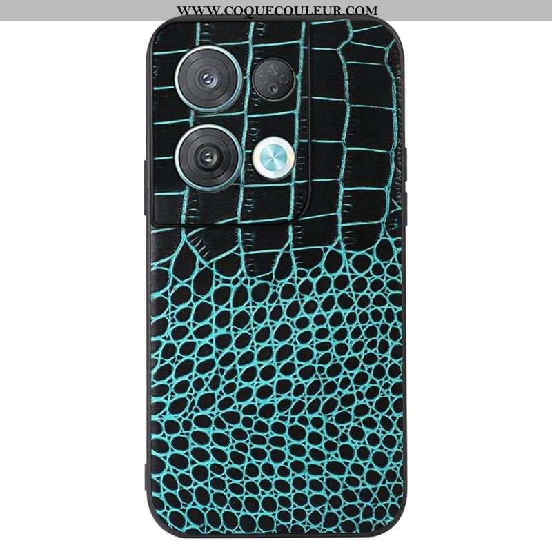 Coque Oppo Reno 8 Cuir Véritable Texture Crocodile