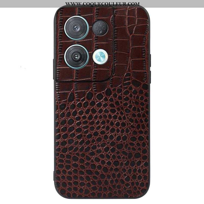 Coque Oppo Reno 8 Cuir Véritable Texture Crocodile