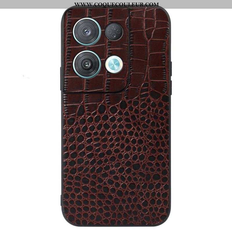 Coque Oppo Reno 8 Pro Cuir Véritable Texture Crocodile