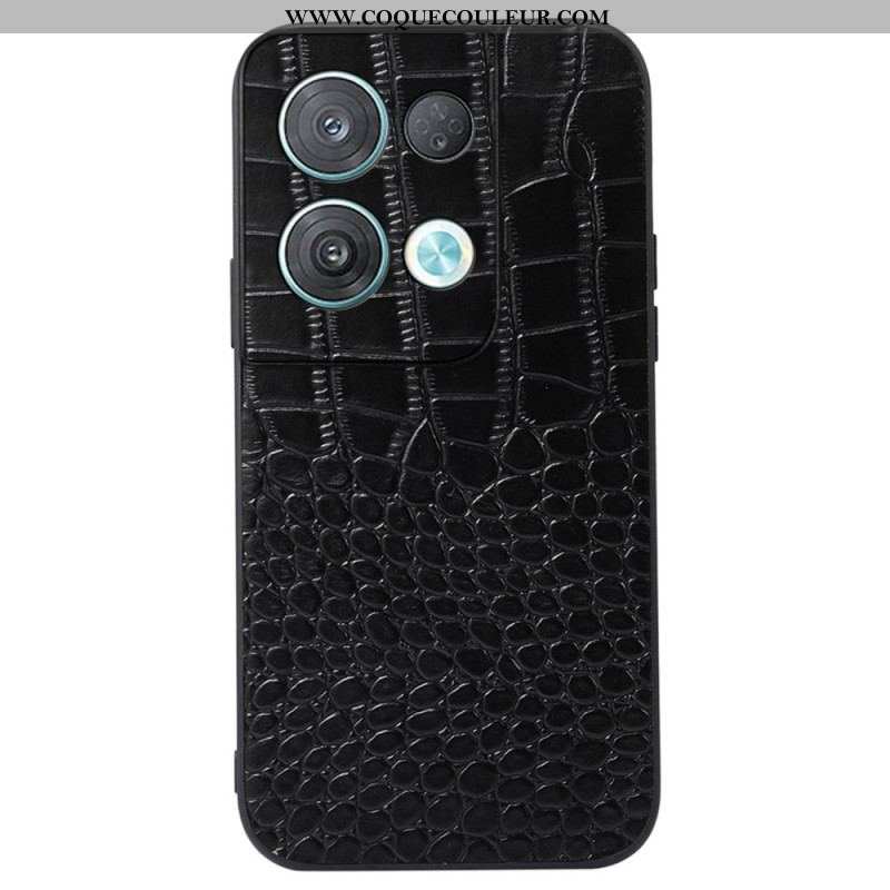 Coque Oppo Reno 8 Pro Cuir Véritable Texture Crocodile