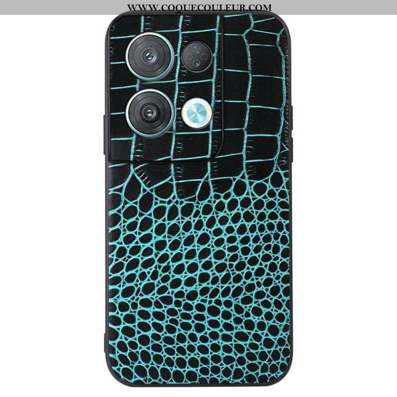 Coque Oppo Reno 8 Pro Cuir Véritable Texture Crocodile