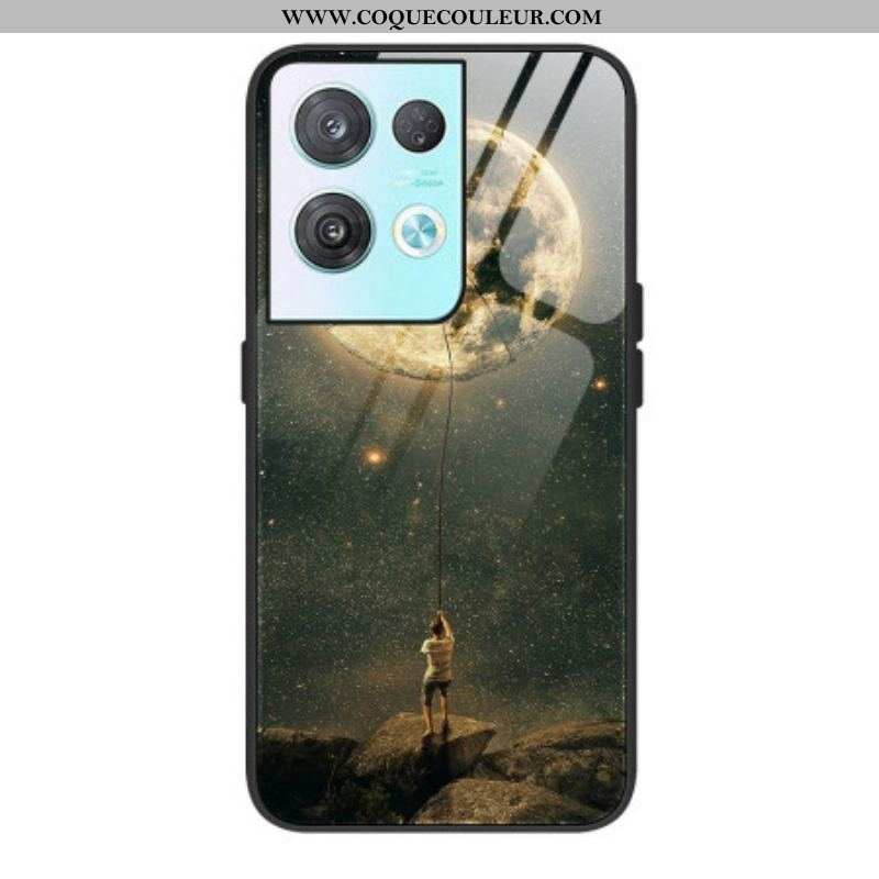 Coque Oppo Reno 8 Pro Verre Trempé l'Homme à la Lune