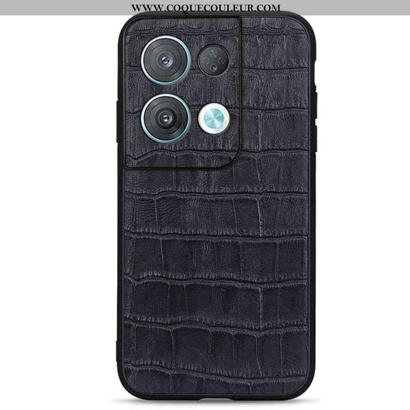 Coque Oppo Reno 8 Pro Véritable Cuir Style Crocodile