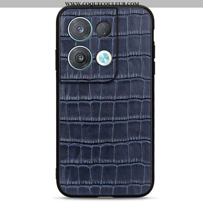 Coque Oppo Reno 8 Pro Véritable Cuir Style Crocodile