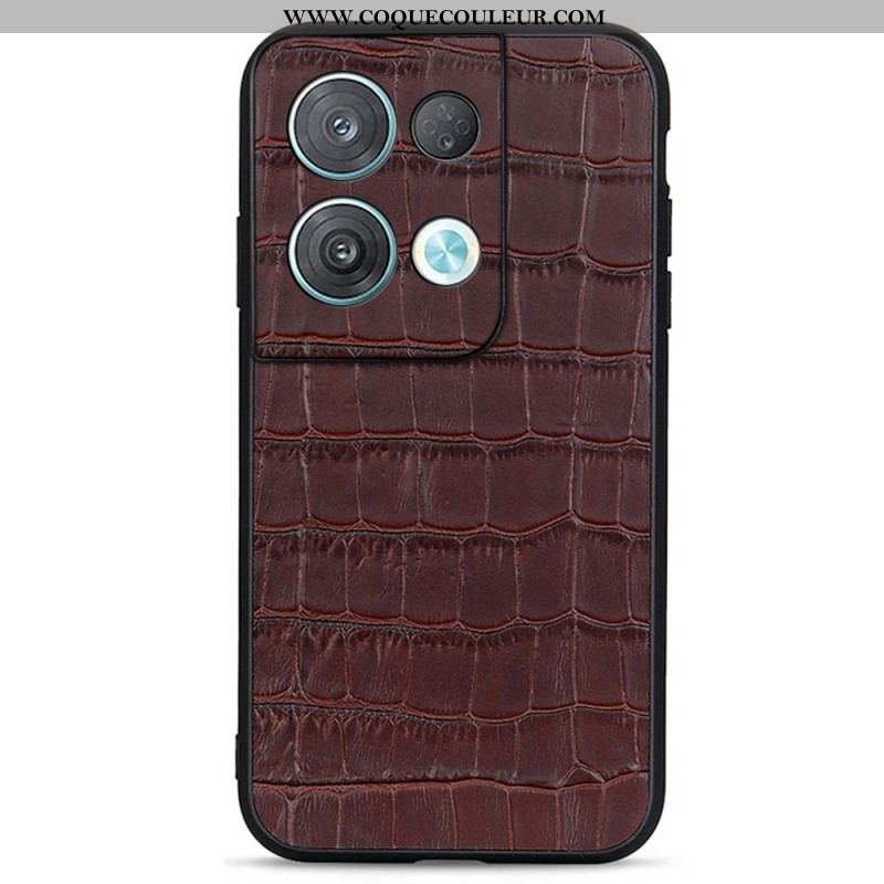 Coque Oppo Reno 8 Pro Véritable Cuir Style Crocodile