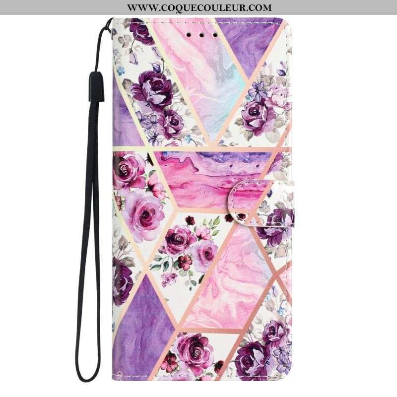 Housse Oppo Reno 8 Pro Marbre à Lanière