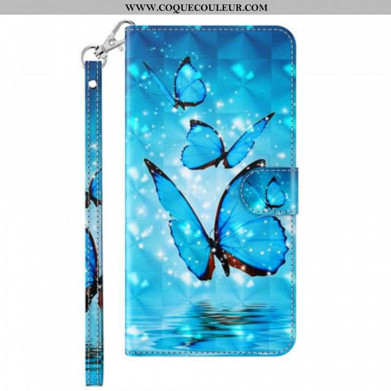 Housse Samsung Galaxy A13 5G / A04s Papillons Bleus Volants