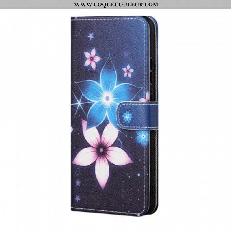 Housse Samsung Galaxy A13 5G / A04s Fleurs Lunaires à Lanière