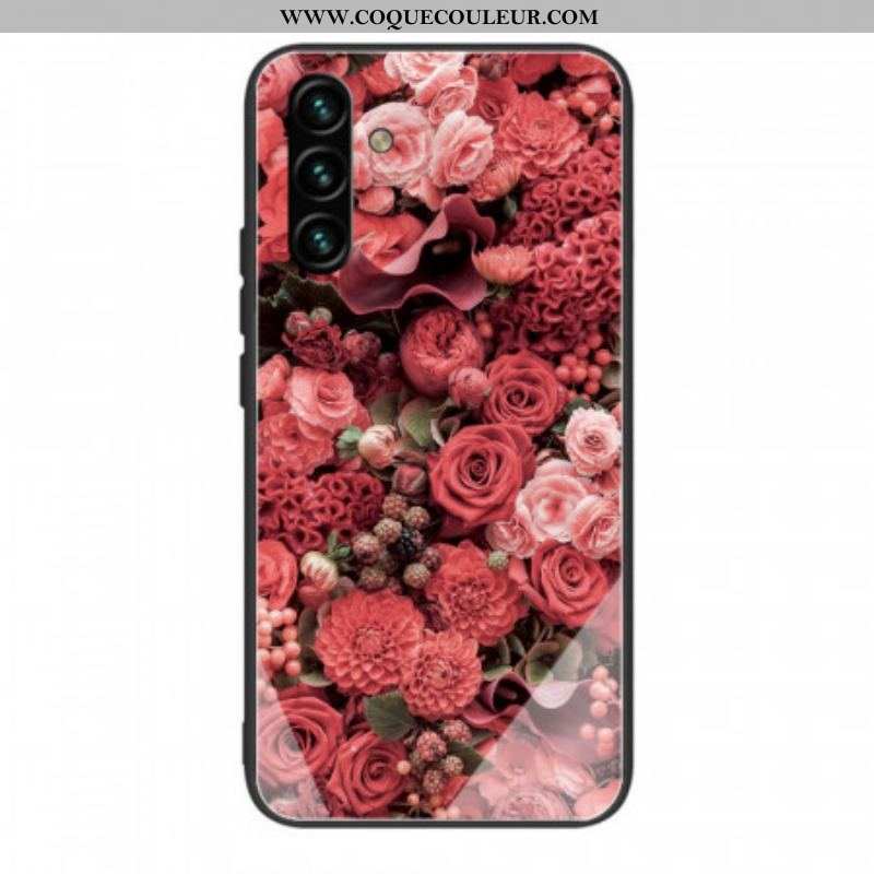 Coque Samsung Galaxy A13 5G / A04s Verre trempé Fleurs Roses