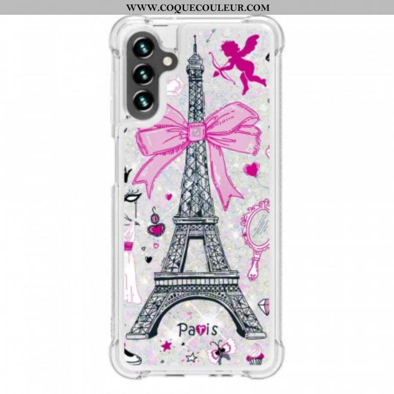 Coque Samsung Galaxy A13 5G / A04s La Tour Eiffel Paillettes