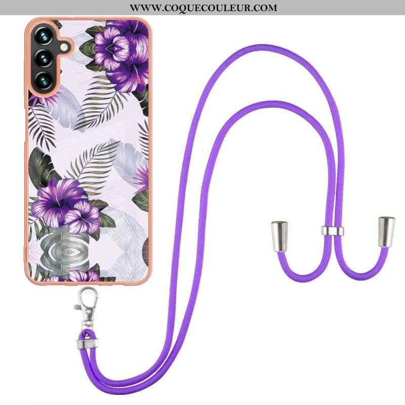 Coque Samsung Galaxy A13 5G / A04s à Cordon Fleurs