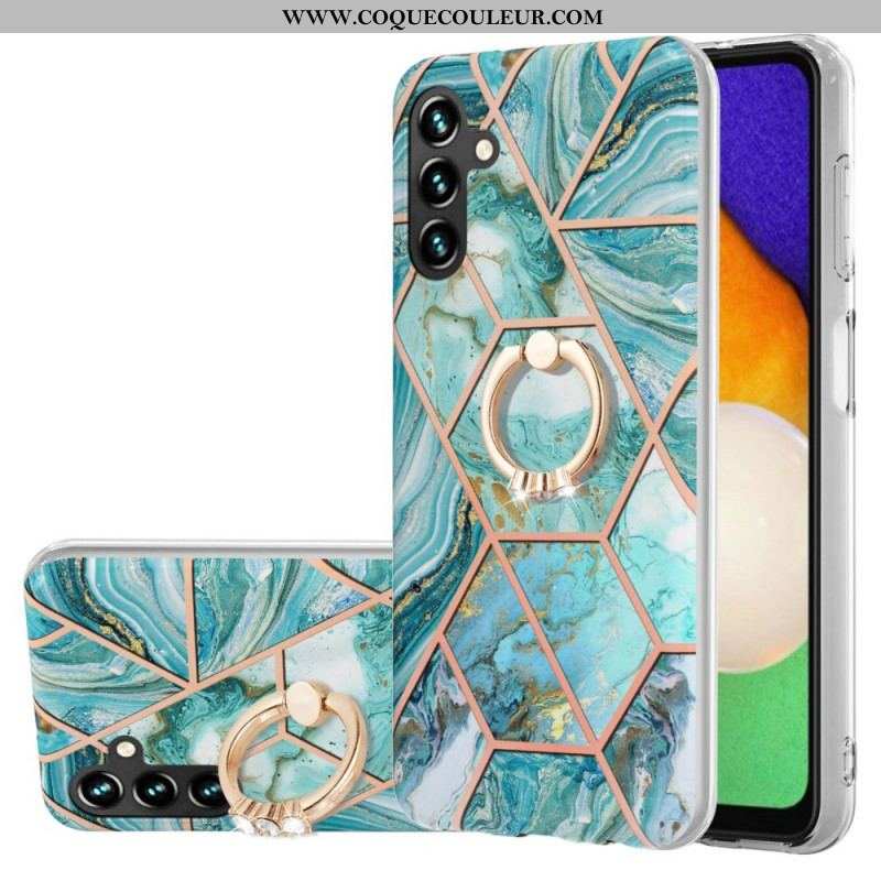 Coque Samsung Galaxy A13 5G / A04s Marbre Géométrique avec Anneau-Support