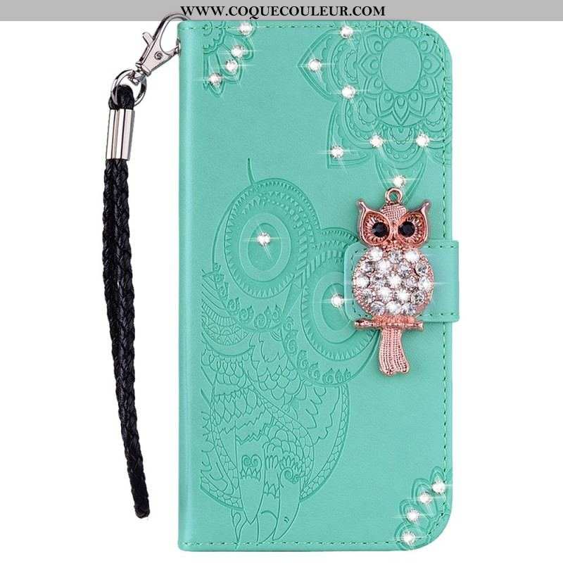 Housse Samsung Galaxy A13 5G / A04s Hibou Mandala et Breloque