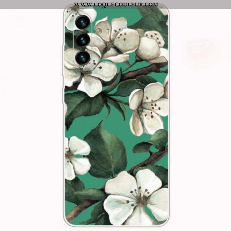 Coque Samsung Galaxy A13 5G / A04s Fleurs Blanches Peintes