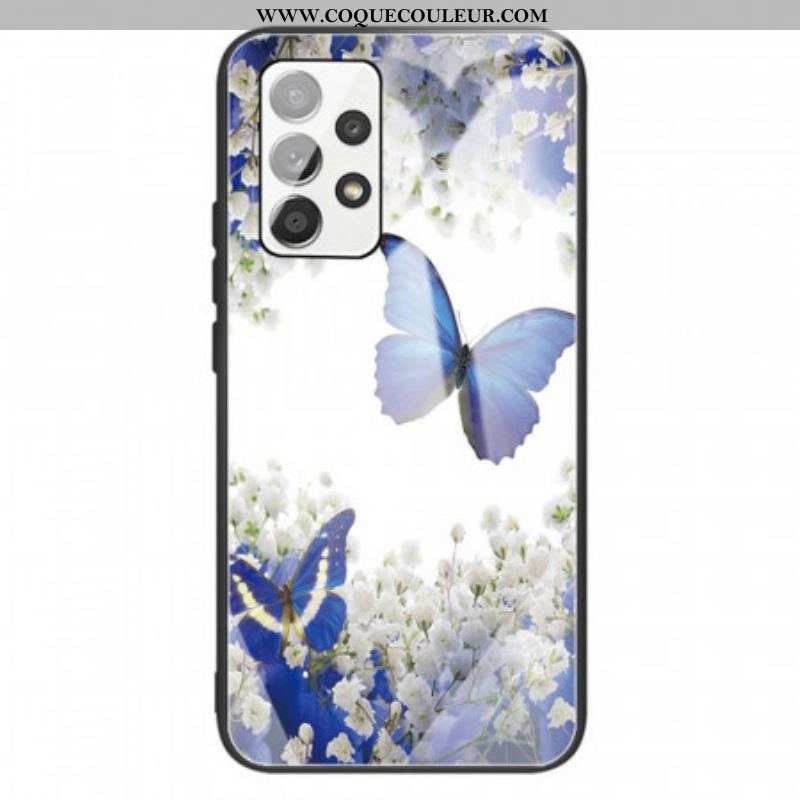 Coque Samsung Galaxy A13 Verre Trempé Papillons Design