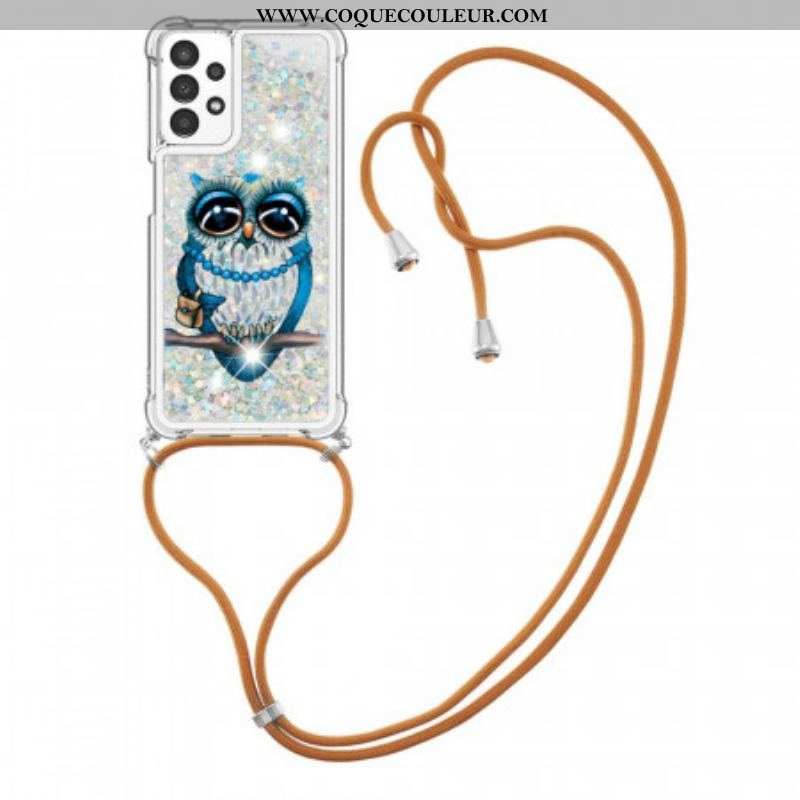 Coque Samsung Galaxy A13 à Cordon Paillettes Miss Hibou