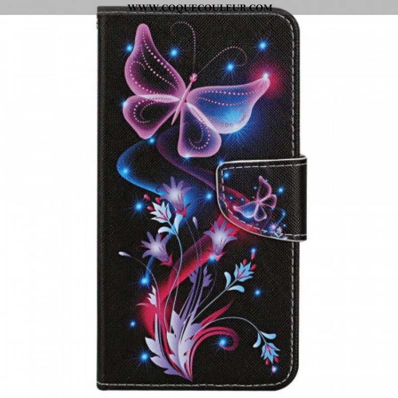 Housse Samsung Galaxy A13 Papillons et Lanière