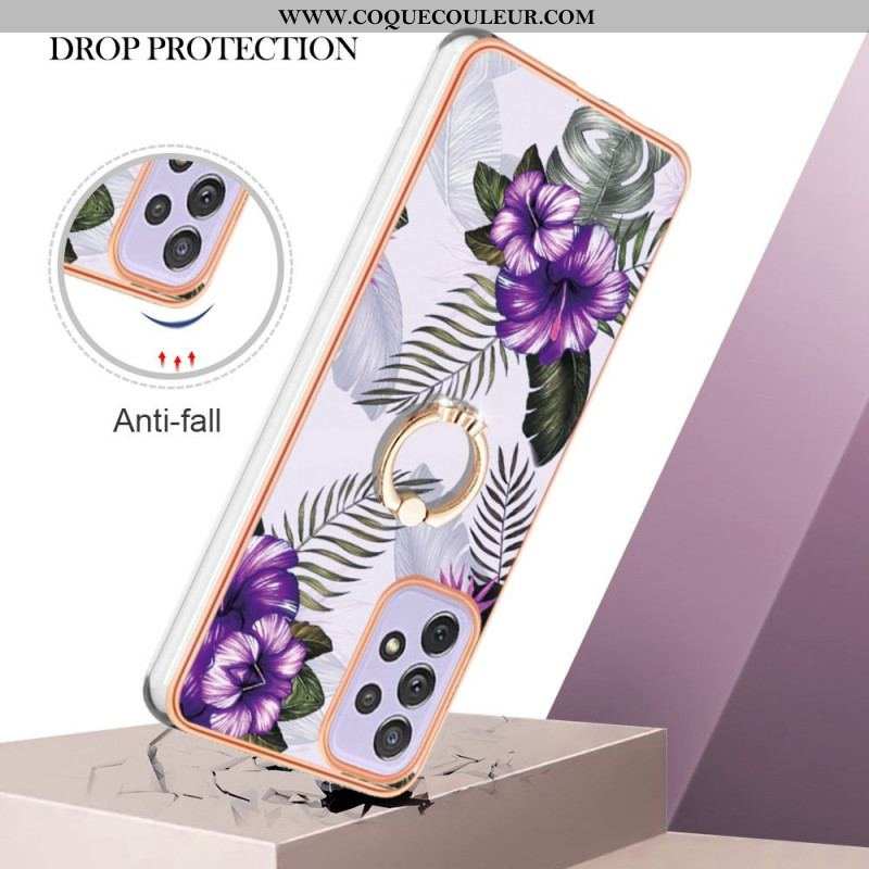 Coque Samsung Galaxy A13 Fleurs Anneau-Support