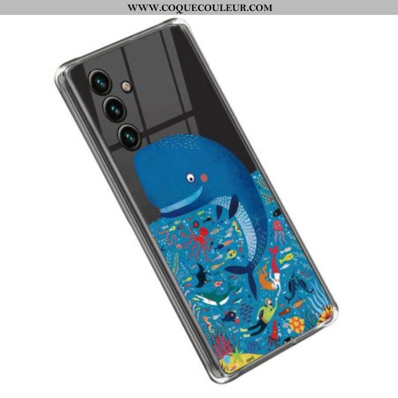 Coque Samsung Galaxy A14 5G / A14 Transparente Baleine Colorée