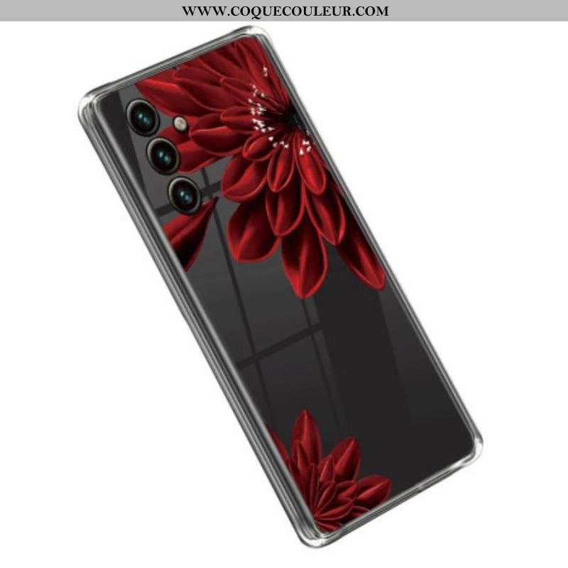 Coque Samsung Galaxy A14 5G / A14 Transparente Fleur Rouge