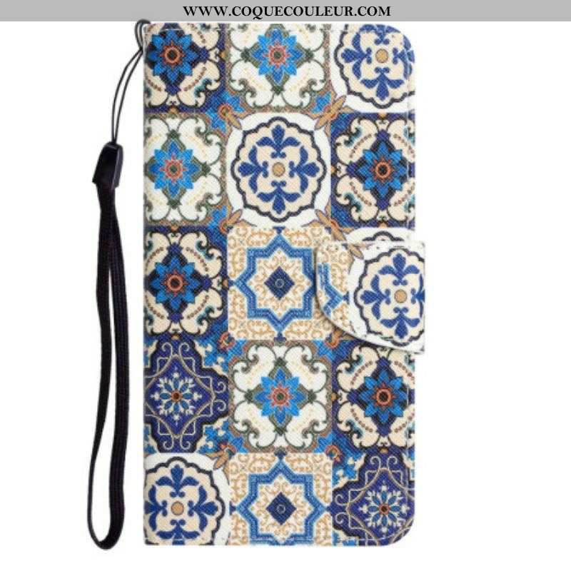 Housse Samsung Galaxy A14 5G / A14 Patchwork à Lanière