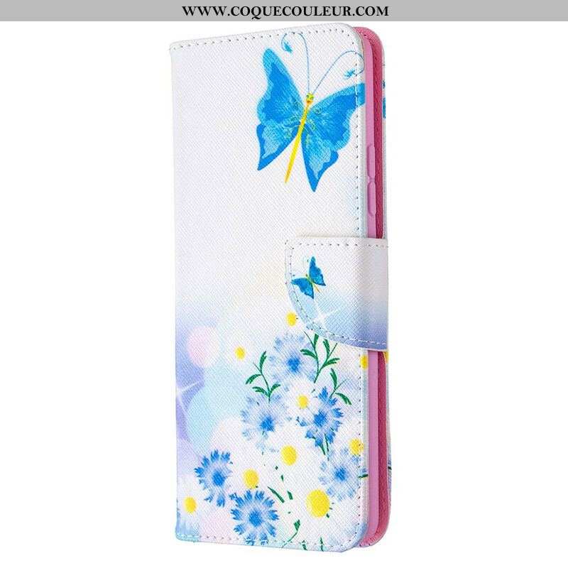 Housse Samsung Galaxy A42 5G Papillons et Fleurs Peints