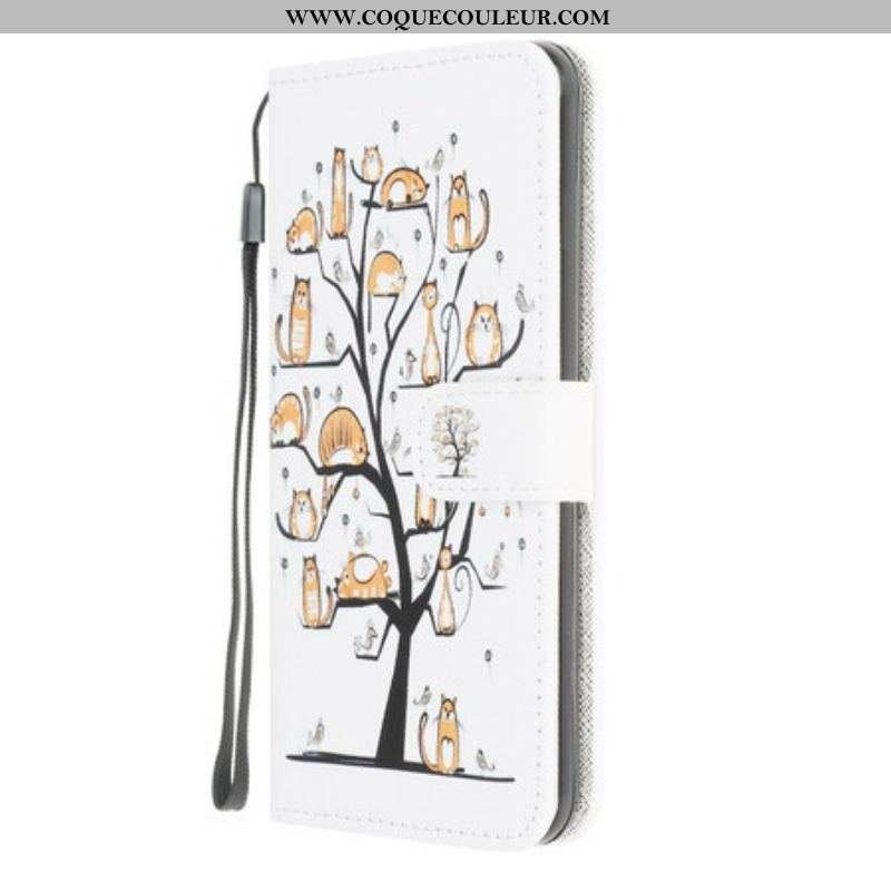 Housse Samsung Galaxy A42 5G Funky Cats à Lanière