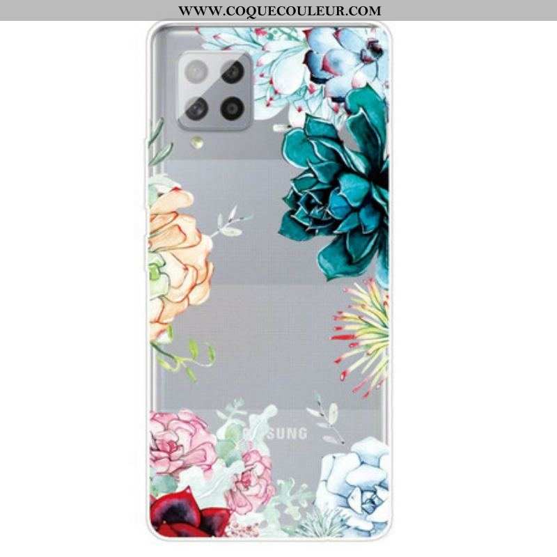 Coque Samsung Galaxy A42 5G Transparente Fleurs Aquarelle